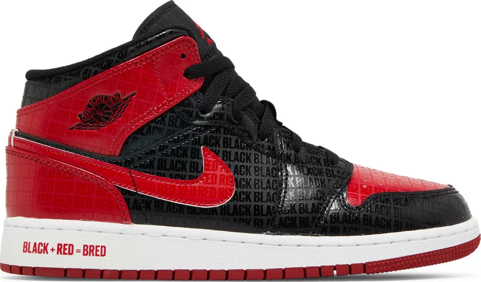 AIR JORDAN 1 MID SS 'BLACK + RED = BRED' (GS)