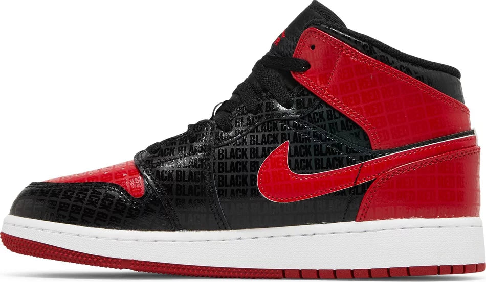 AIR JORDAN 1 MID SS 'BLACK + RED = BRED' (GS)